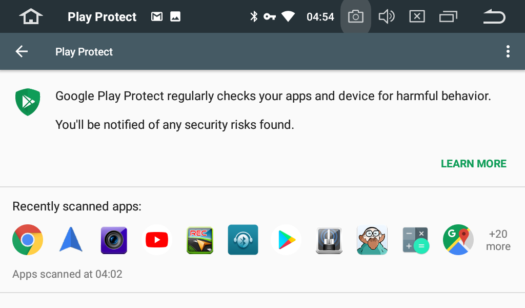 Android 8.0 Oreo Car Stereo Google Play Protect