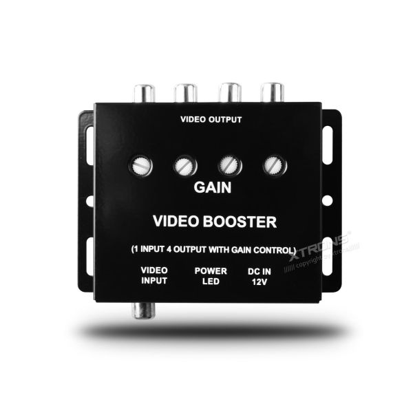 Xtrons BOS002 4 Channels Video Signal Booster Splitter Amplifier with Gain Control RCA