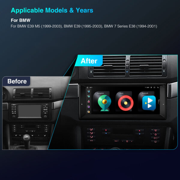 BMW | E39/E38 | Android / iPhone | Octa Core | 2GB DDR4 RAM & 32GB ROM | Automotive-grade Hardware | IE1239BLH