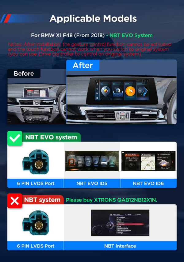 BMW | X1 | Android 13 | Octa-core | 8GB RAM & 128GB ROM | Integrated 4G LTE | QAB12EVB12X1N
