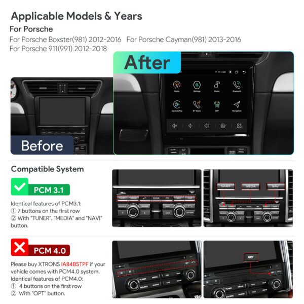 Porsche | Boxster/Cayman/911 | Android OS | Octa Core | 4GB RAM & 64GB ROM | Global 4G LTE Solution | IA84BSTPT