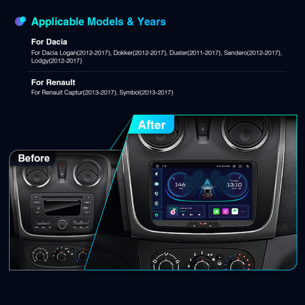 Dacia/Renault | Android / iPhone | Octa Core | 2GB DDR4 RAM & 32GB ROM | Automotive-grade Hardware | PE82DCRL