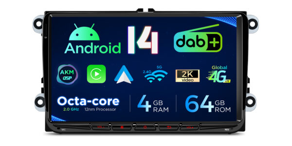 VW/Skoda/Seat | Android 14 | Octa Core | 4GB RAM & 64GB ROM | Built-in DAB+ | PX94MTVDAB
