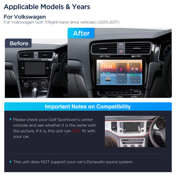 Volkswagen | Golf 7 | Android 14 | Octa Core | 4GB RAM & 64GB ROM | Global 4G LTE Solution | PXP14GFVR