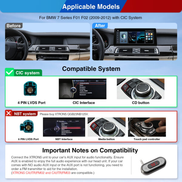 BMW | 7 series | Android OS & OEM System | Qualcomm 680 | Octa Core | 8GB RAM & 128GB ROM | QGB23CIB12SV