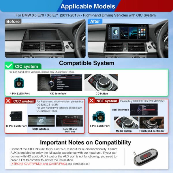 BMW | X5 X6 | Android OS & OEM System | Qualcomm 680 | Octa Core | 8GB RAM & 128GB ROM | QGB23CIB12X5R
