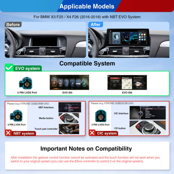 BMW | X3 | Android OS & OEM System | Qualcomm 680 | Octa Core | 8GB RAM & 128GB ROM | QGB23EVB12X3