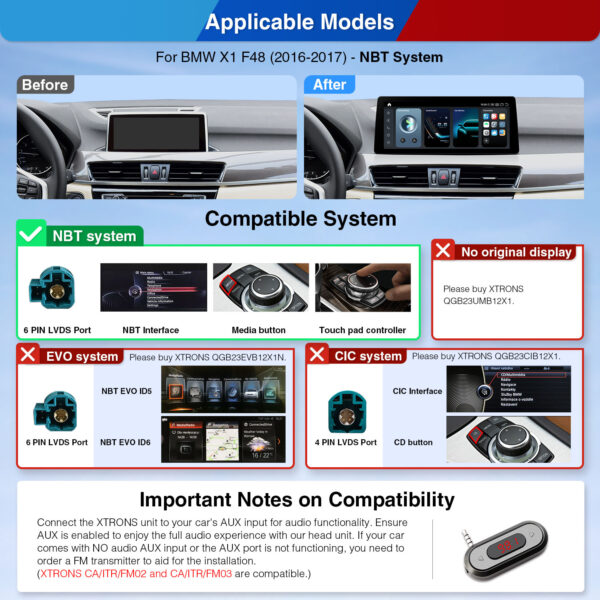 BMW | X1 | Android OS & OEM System | Qualcomm 680 | Octa Core | 8GB RAM & 128GB ROM | QGB23NB12X1N