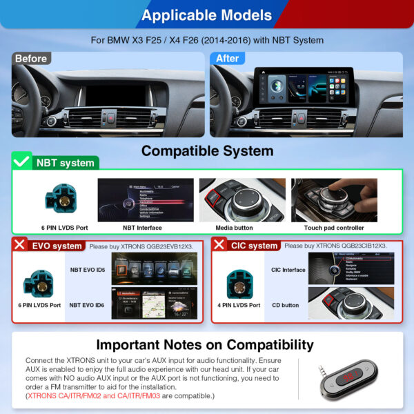 BMW | X3 | Android OS & OEM System | Qualcomm 680 | Octa Core | 8GB RAM & 128GB ROM | QGB23NB12X3
