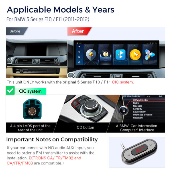 BMW | 5 Series | Android OS & OEM system | Octa-core | 8GB RAM & 128GB ROM | Global 4G LTE | QLBH44FVCI