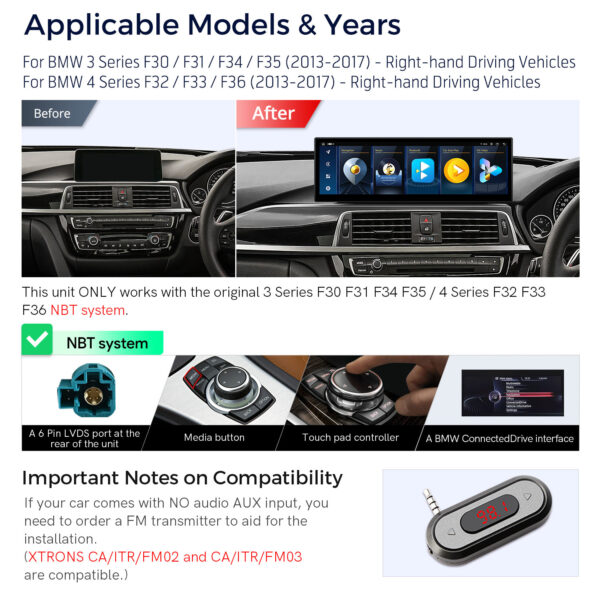 BMW | 3 Series/4 Series | Android OS & OEM system | Octa-core | 8GB RAM & 128GB ROM | Global 4G LTE | QLBH44THNBR3