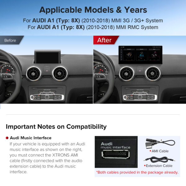 Audi | A1 | Android Platform & OEM System | Octa-core | 4GB RAM & 64GB ROM | Global 4G LTE | QLA23A1