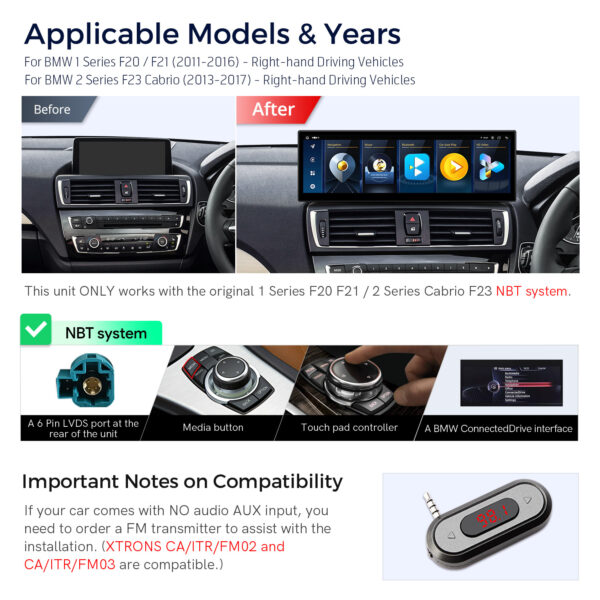 BMW | 1/2 Series  | Android OS & OEM system | Octa-core | 8GB RAM & 256GB ROM | Global 4G LTE | QLBX44NENBR3